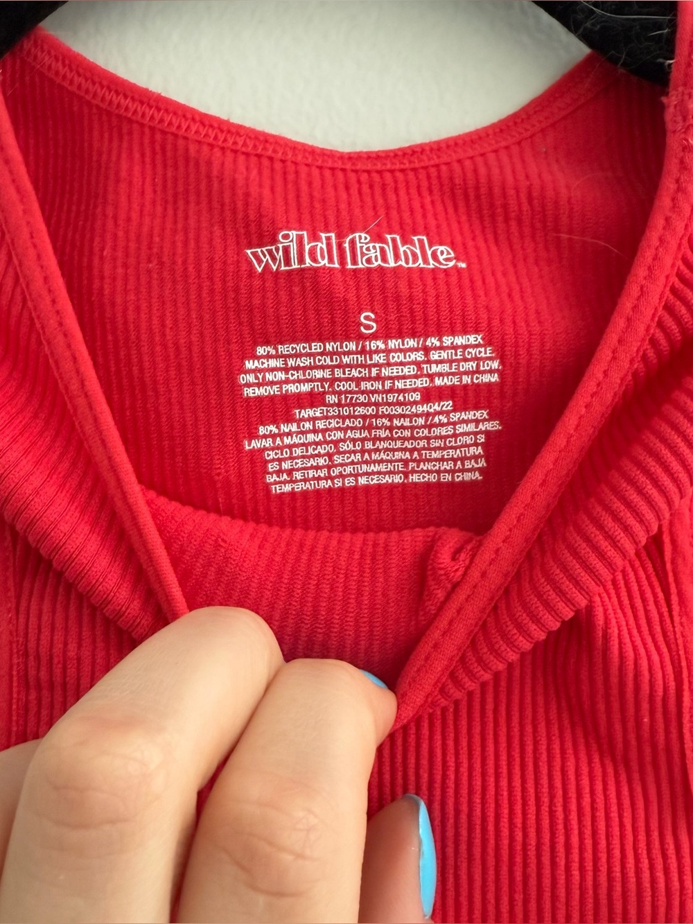 Wild Fable Red Ribbed Racerback Crop Top - Picture 3 of 4